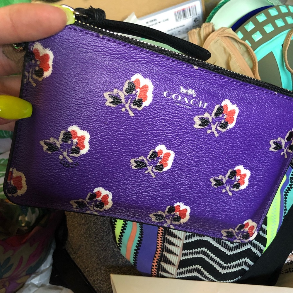 Coach Purple Floral Wristlet